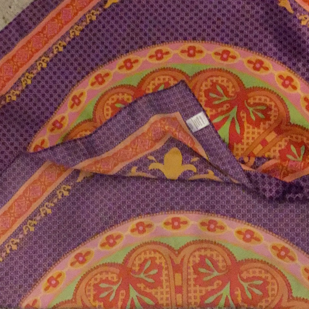 Scarf 30 inch square - orange, purple, gold, color - Picture 7 of 8